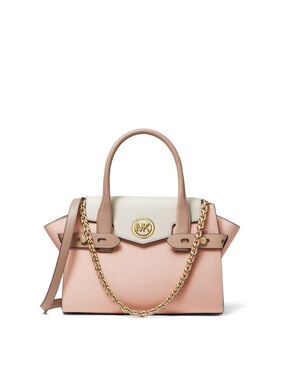 Michael Kors Carmen Small Saffiano Leather in Blush & Cream w/Gold Chain - LNWT